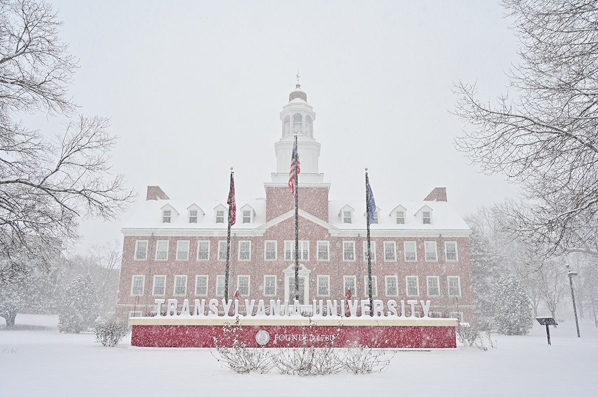 Transy's tweet photo. Greetings from a wintry Transylvania campus as we get our first measurable snowfall of the season. Stay safe out there! ❄️ https://t.co/lie4dqOrpj