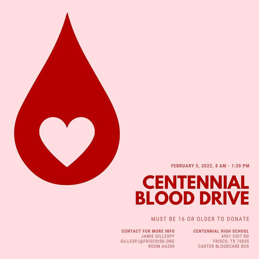 Hey Titans!! Looking for a way to give back? Sign up for our blood drive February 5 from 8:00 AM - 1:30 PM at CHS! Hope to see y’all there!!

📆Link to sign up is in our bio!
❗️Must be 16 or older to donate! 
‼️Students under 17 require parental consent!! (permission form in bio)