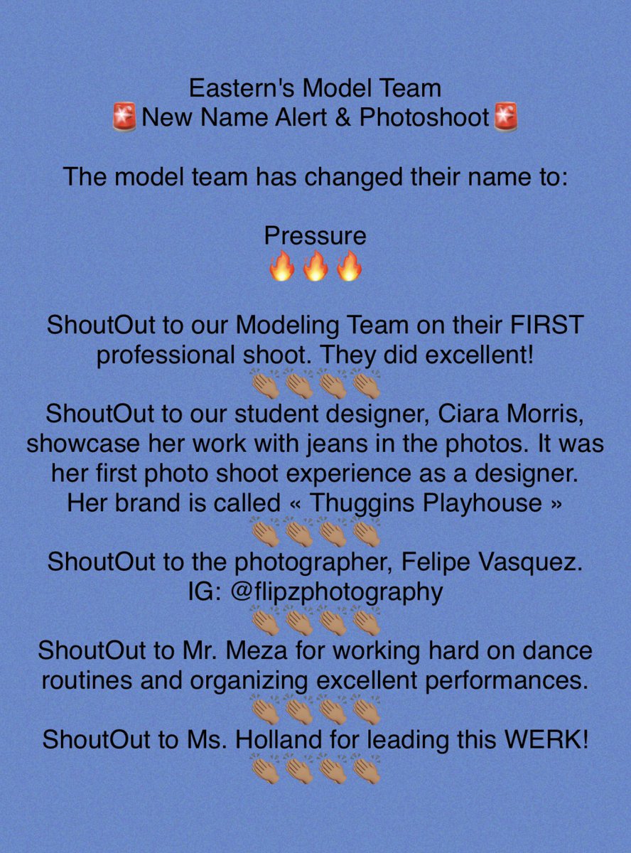 EasternHS's tweet photo. Eastern’s Models - Name Change Alert &amp; Photoshoot… 🔥🔥🔥
#EasternHS #DCPS #DC #Ramblers #ModelingTeam #Pressure #Photoshoot #PrideOfCapitolHill #HighSchool https://t.co/caEG1oJrdh
