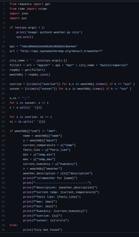 cpu_programmer's tweet image. Here's a simple Python weather app that I wrote 😬