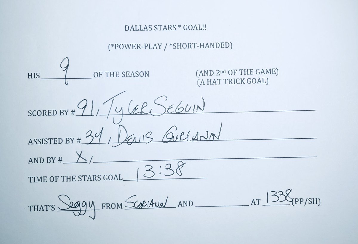 jeffk_stars's tweet photo. Dallas STAAAAARS GOAL 🚨🚨🚨🚨 his 9th of the season, scored by #91 TYLERRRRRR SEGUINNNNN!!! Assisted by #34 Denis Gurianov. Time of the #Stars goal: 13:38. #FLAvsDAL #SeggySnipe #TexasHockey https://t.co/h5MvZfAC8k
