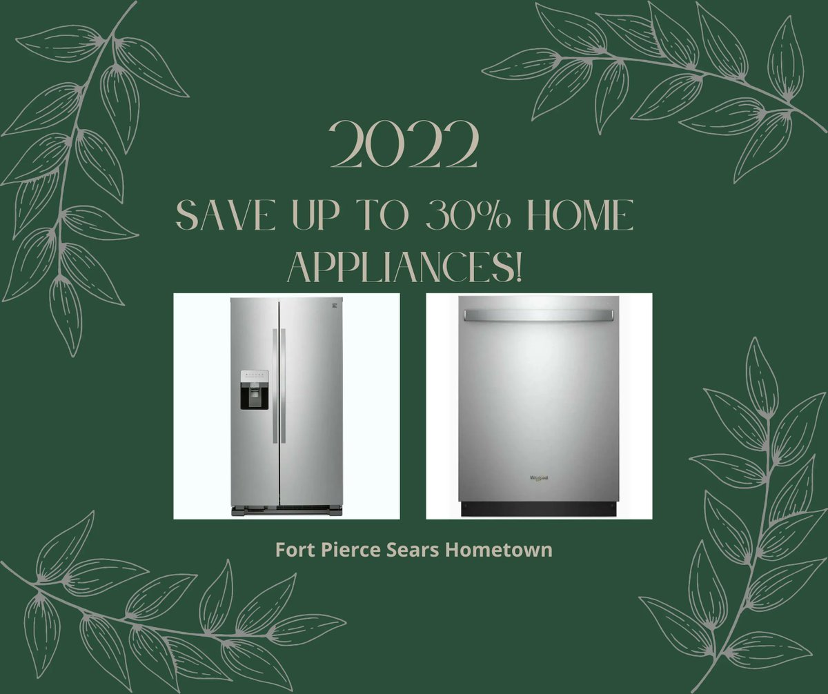 SearsFortPierce's tweet photo. Your Local Sears Hometown Sale! 
Save up to 30% on Home Appliances!
3207 S Us Hwy 1
Fort Pierce, FL 34982
772-489-8055
https://t.co/RXYre74N54
#sears #searshometown #craftsman #HappyNewYear2022 #toptrending #coupons #internetcoupons #sales #fyp #NewYear2022 #saleoftheweek https://t.co/kElOk057tX
