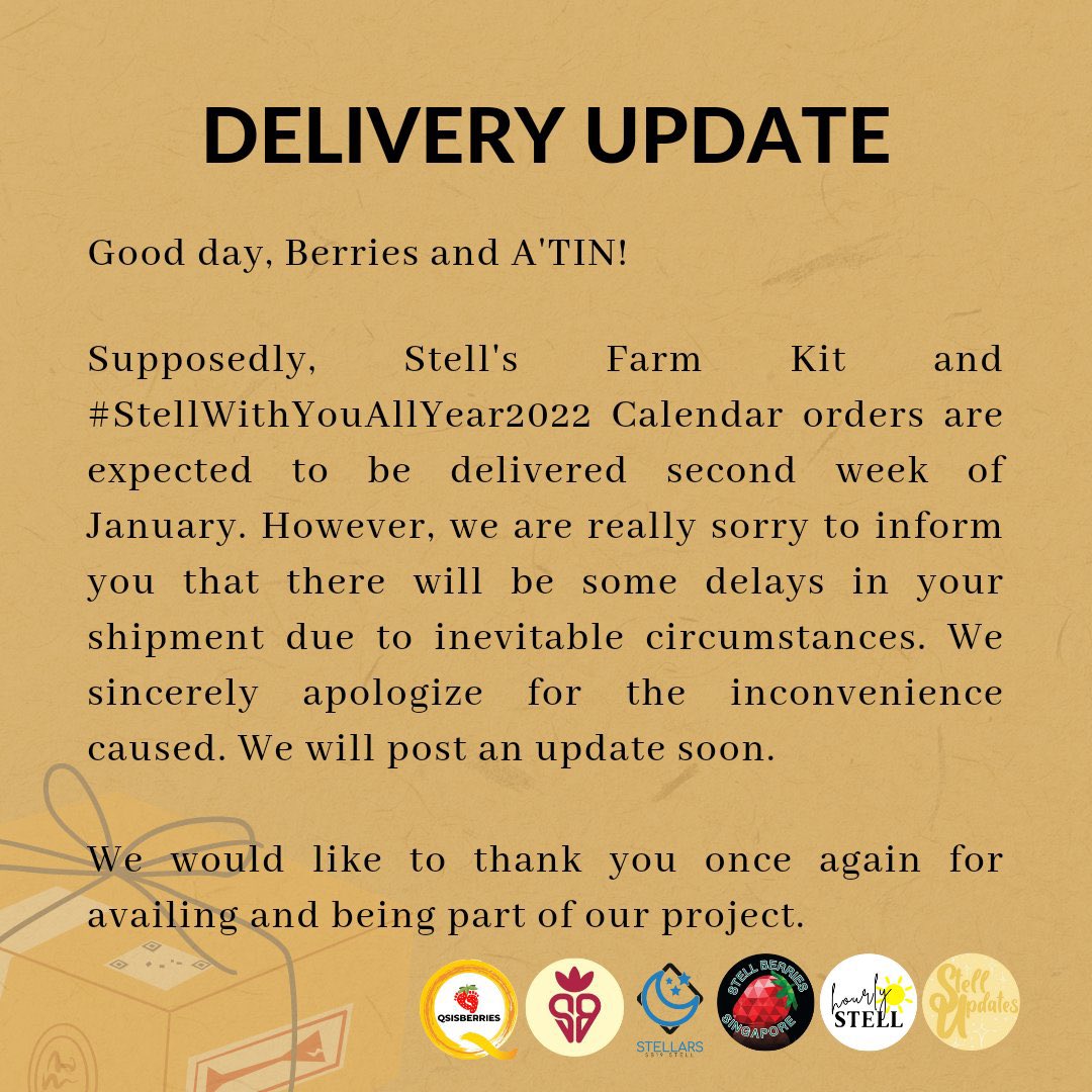 stell_updates's tweet photo. 📣 #StellsFarmKitForAWish and #STELLWithYouAllYear 2022 Calendar Delivery Update 

#NowPlaying #SLMT by @SB19Official #SB19 https://t.co/xZCbQBfNyZ