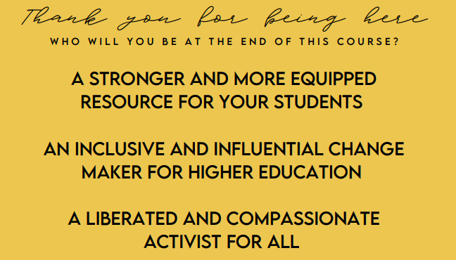 TasiaClemons's tweet photo. Who will you be at the end of the Mass Incarceration in Higher Education course? Sneak peak at Mass Incarceration course for #higheredprofessionals #highered #education #MassIncarceration https://t.co/TFQCFGjZRP