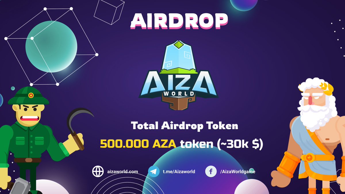 🎉 We are thrilled to announce the very first #AizaWorld AIRDROP EVENT is happening right now!🎉

️️🏆500.000 AZA token (~30k$) will be given this time…

…to ALL the participants!

💥💥💥Join now: t.me/AizaWorldBot

#AizaWorld #Airdrop #NFTCommunity #Metaverse