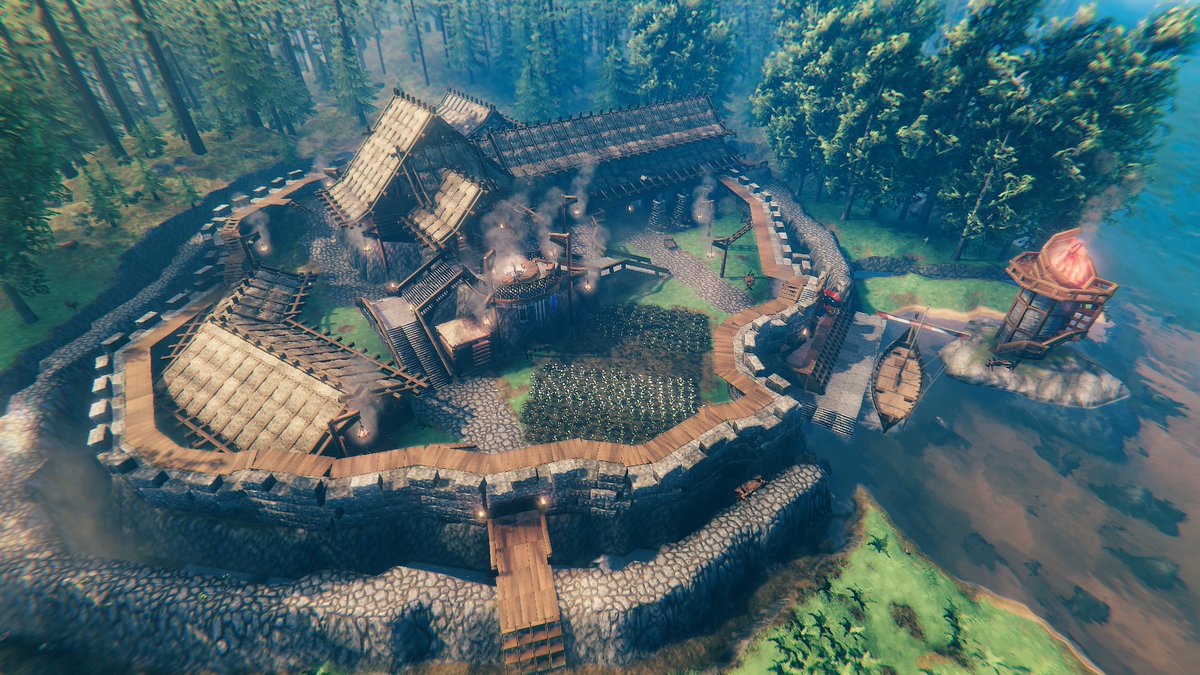 NatisCML's tweet photo. Welcome to Paloma City (Pigeon City)🕊️
Population: 3 (we💙Bob our bartender)💩 
This fortress is our main ops center in survival

Impregnable to mob attacks. Find all resources and comfort you'll ever need!

Created by @sebbaracaldo and myself
#BuildforBaldr @Valheimgame #Valheim https://t.co/3UYkPXbVed