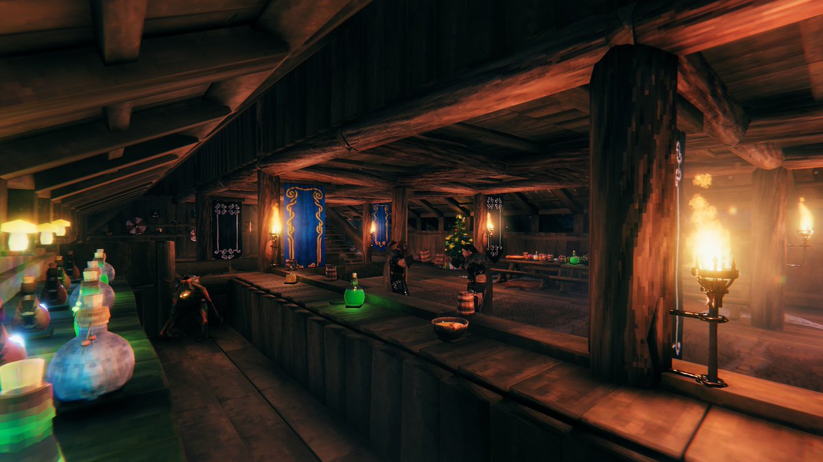 NatisCML's tweet photo. Welcome to Paloma City (Pigeon City)🕊️
Population: 3 (we💙Bob our bartender)💩 
This fortress is our main ops center in survival

Impregnable to mob attacks. Find all resources and comfort you'll ever need!

Created by @sebbaracaldo and myself
#BuildforBaldr @Valheimgame #Valheim https://t.co/3UYkPXbVed