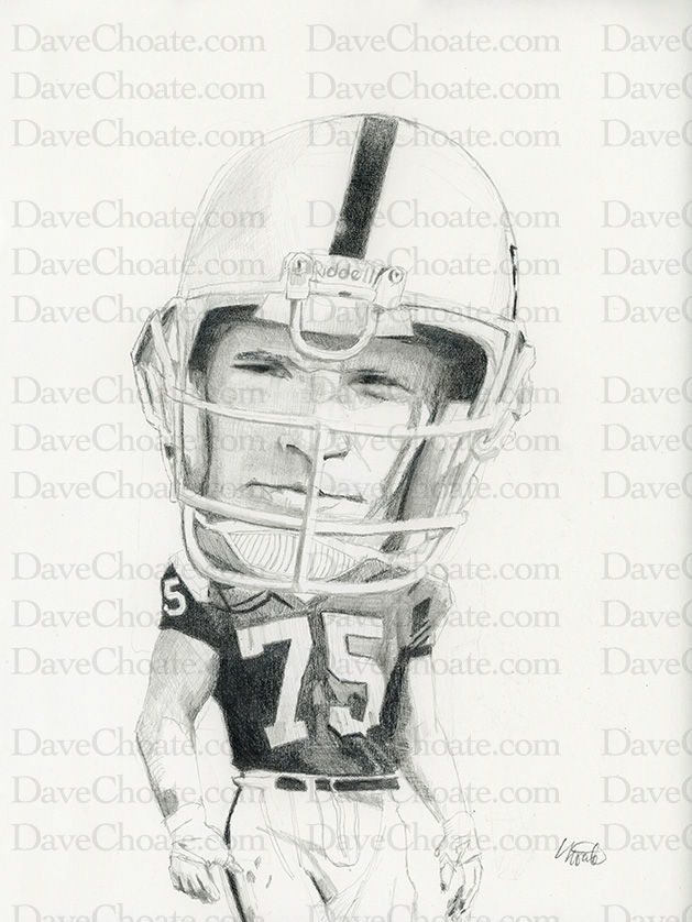 Howie Long, Los Angeles Raiders pencil drawing. Happy Birthday, Howie!   