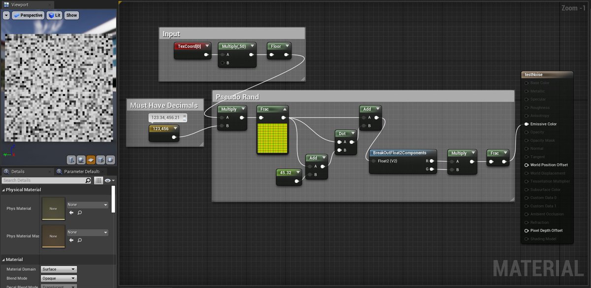Did you know you could use simple math to generate pseudo random noise? The Vec2 must have decimals!
#indiedev #gamedev #realtimevfx #programming