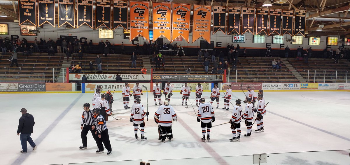 GRhockeyHS's tweet photo. Goodnight from IRA Civic Center. Grand Rapids 6 - Duluth East 2.  SOG 32-19 Rapids. https://t.co/gc29AAiems