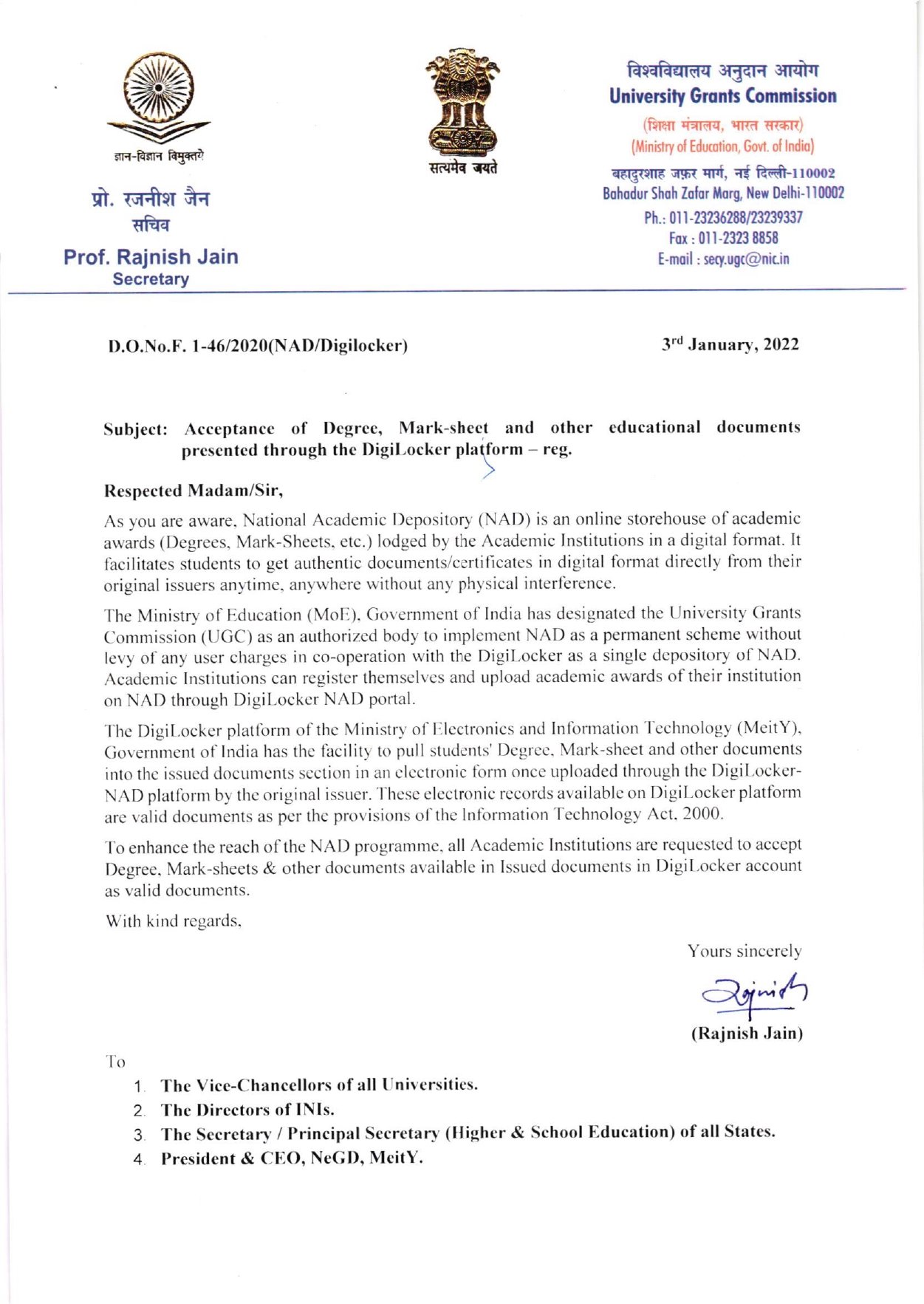 UGC INDIA on Twitter "UGC requests all Academic Institutions to accept