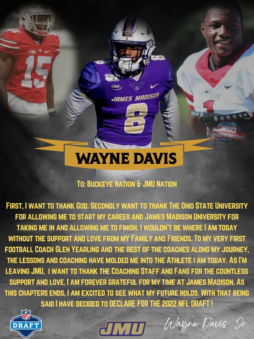 Thank you #JMUNation &amp; #BuckeyeNation On the next Chapter 🙏🏾 💜❤️ #RipMa