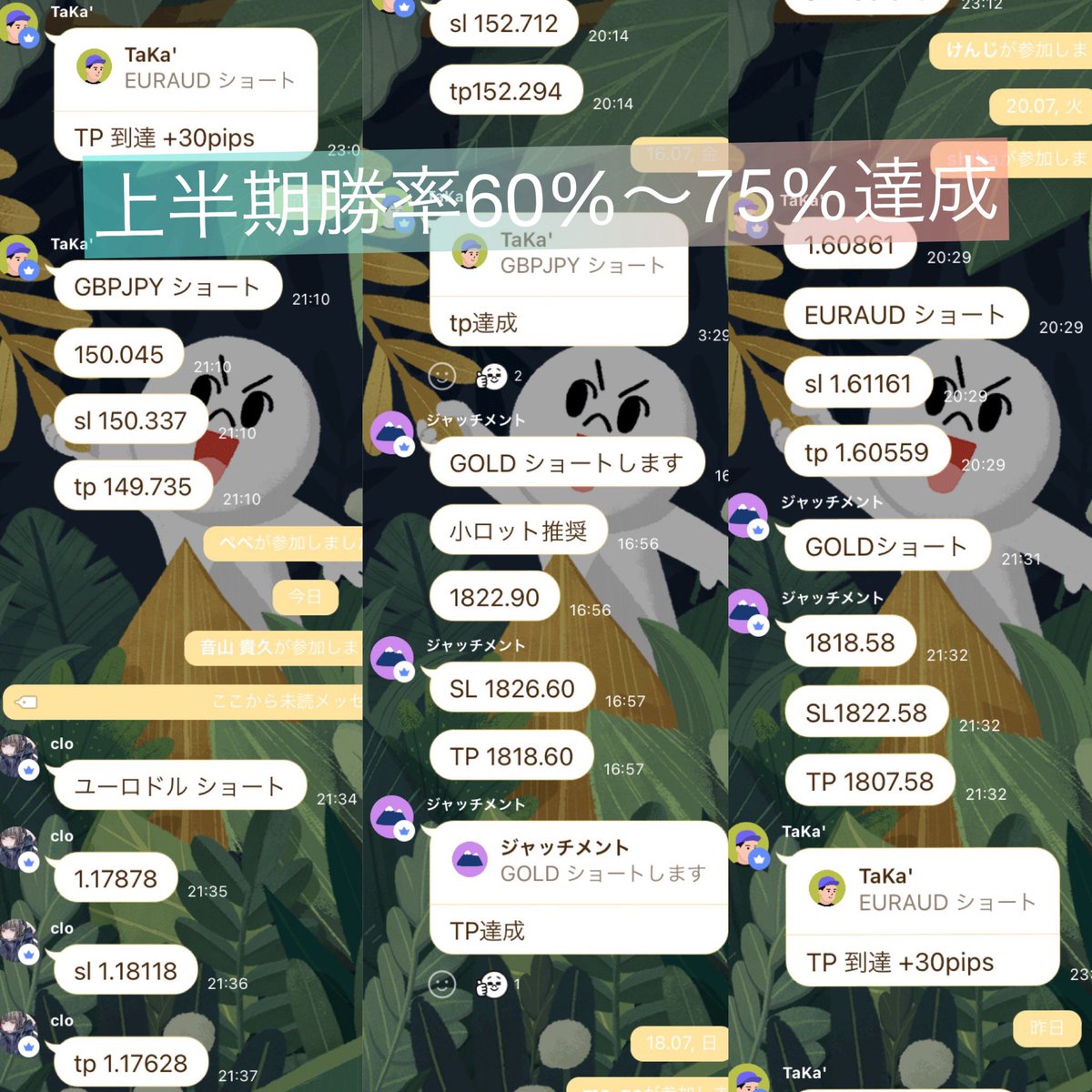 X65eKu's tweet photo. #FX配信グループ

エントリー位置と利確位置の配信🧑‍💻

初心者から上級者まで勉強や質問
相場分析が出来る雑談グループも
完全無料で参加出来ます☺️

2020年上半期総合勝率60%〜75%
2021年上半期9連勝の実績有り👏

https://t.co/GrnMozT7Gz

⬆️からご連絡下さい！

#ドル円 #ユーロ円 #仮想通貨
#副業 https://t.co/G7NC75jpv9