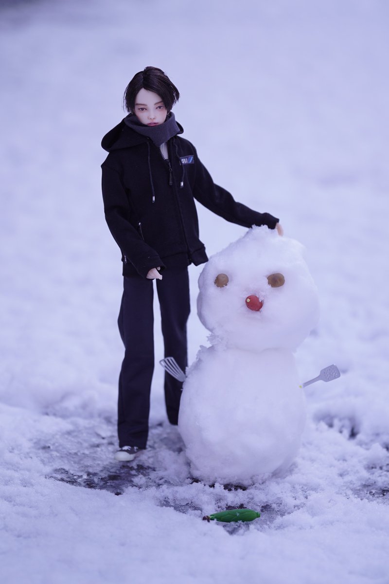 dollhanyu's tweet photo. 東京あまり積もってなくて雪だるま作るのが精一杯だった⛄️何十年ぶりに作った😅
ホワイトバランス青強すぎた😅このロンカプ羽生くん人形は私がブランクヘッドにメイクし(チョウさんに手伝ってもらったけど😅)ドールウィッグも作りました

#羽生結弦
#六分の一男子図鑑
#ぬい撮り
#雪だるま
#ilce9 https://t.co/ooLfZPQ2RU