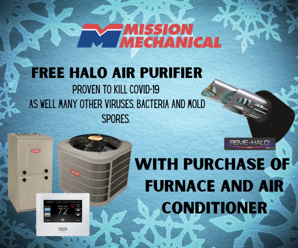MissionMechHVAC's tweet photo. 📢📢📢 FREE HALO AIR PURIFIER!! 📢📢📢

💰 Take advantage of this fantastic special while it lasts! 

☎️ Call: 317-733-8686 

🗓 Or schedule online using link below! ⤵️

https://t.co/aUhTH5677m

#missionmechanical #indy #hvac #plumbing #residential #commercial #rgf  #airpurifier https://t.co/QhoYHqbTm2