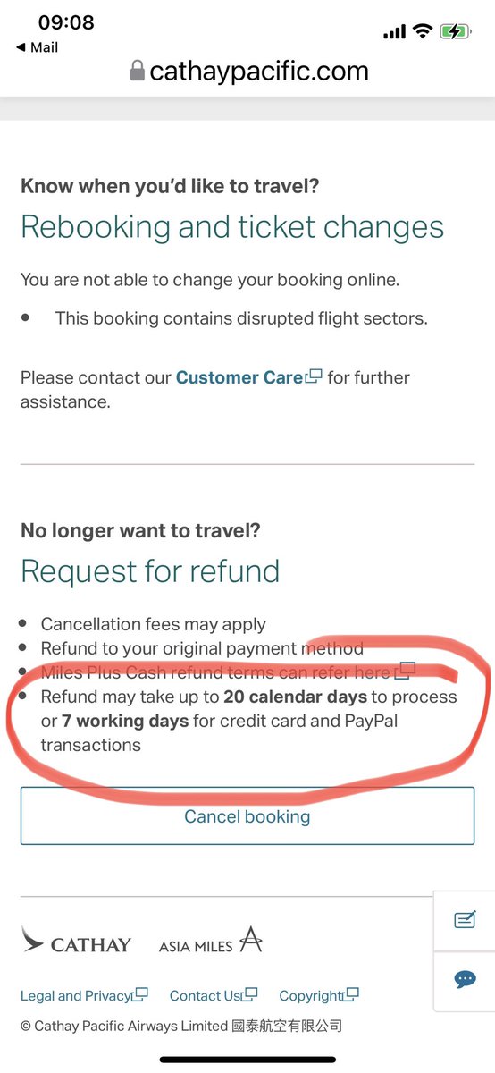 Hey <a href="/cathaypacific/">Cathay Pacific</a>  says refund will be processed in 7 days for CC payments - just been told this will take 12 weeks and your “Customer Care” team just hung up on me, not allowing me to complete the customer survey. Says on your website - book with the “greatest assurance”…hmm