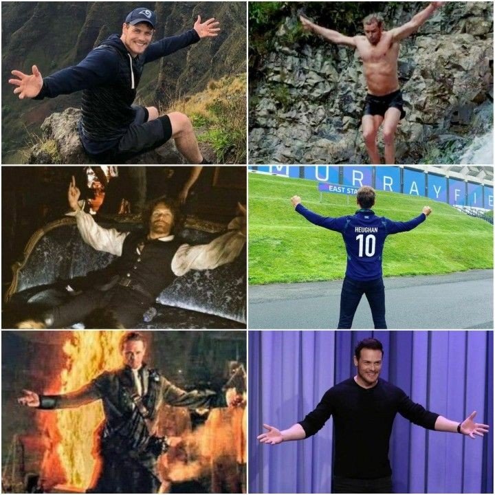 #SamHeughan I ❤ this good fellow.
He opens his arms and takes in the whole world with love and joy.
And the world falls right into those arms. 
How could you not be drawn to someone that magnetic?