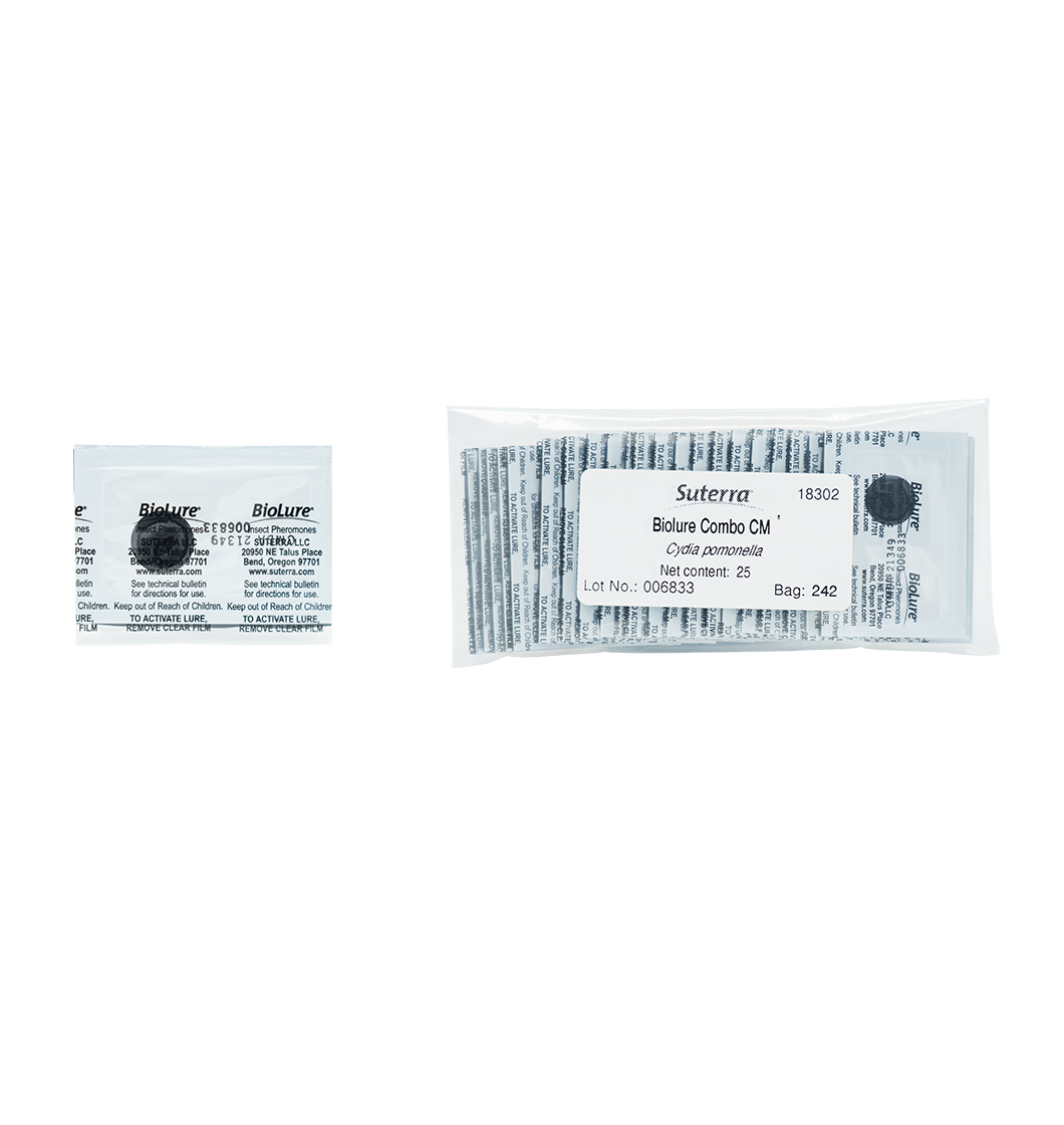 SuterraLLC's tweet photo. Concerned about codling moth levels in your orchard? Suterra’s Biolure Combo CM attracts both male and female codling moths with a pheromone-kairomone combo lure for effective monitoring where mating disruption is present. https://t.co/93fBHkR3HT