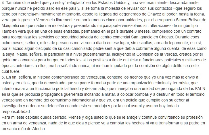 CARTA PUBLICA DEL Comis Gral ATAHUALPA MONTES A LA PALANGRISTA SEBASTIANA BARRAEZ
<a href="/MontesAtahualpa/">Atahualpa Montes</a> Un Comis d la DISIP q logro erradicar la Guerrilla en 🇻🇪 dijo a <a href="/SebastianaSin/">Sebastiana Barráez</a> " Su padre, Victor Barraez, señora, era un asesino frio y despiadado"  
tl.gd/n_1sru39u