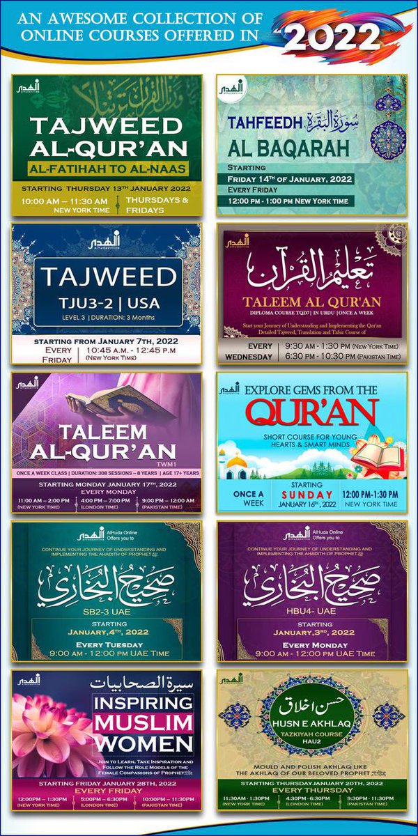 alhudaonline's tweet photo. 🌐 AlHuda Online
Brings
📚 An Awesome Collection of Online Courses In 2022

📬 Explore them here:
 https://t.co/SteD3F4cSG
 
✳️ An Extensive Variety of Courses to match &amp; cater different topics, preferences, age groups, genders, time constraints, time zones, moods etc https://t.co/rWIGVO9Lwk