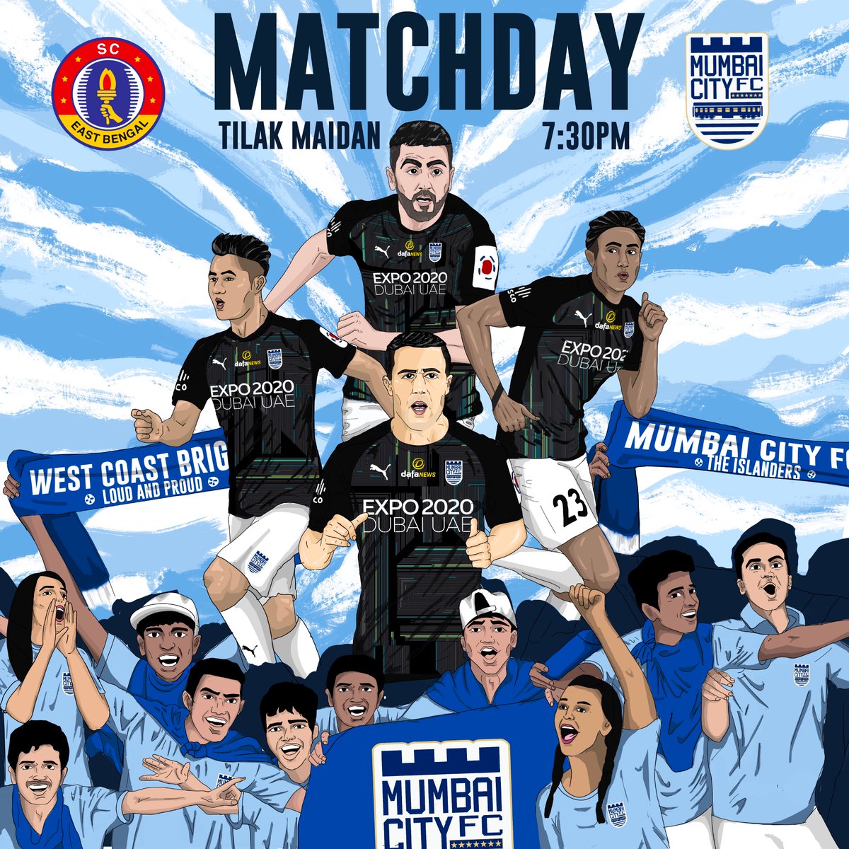 MumbaiCityFC's tweet photo. With you by our side, we go again tonight! 💙
Come on, मुंबई! 👊
#SCEBMCFC #MumbaiCity #AamchiCity 🔵 https://t.co/v1g3SiCvhV