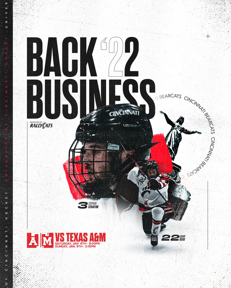 UCIceHockey's tweet photo. 2. MORE. DAYS. 

The Bearcats are back 2 business this weekend as they open up the semester against @tamuicehockey at Sports Plus Ohio! Student admission is free!

Sat, Jan. 8th @ 8:00 PM
Sun, Jan. 9th @ 3:15 PM

#Bearcats #1Team1Mission https://t.co/tTS6CHHrsD