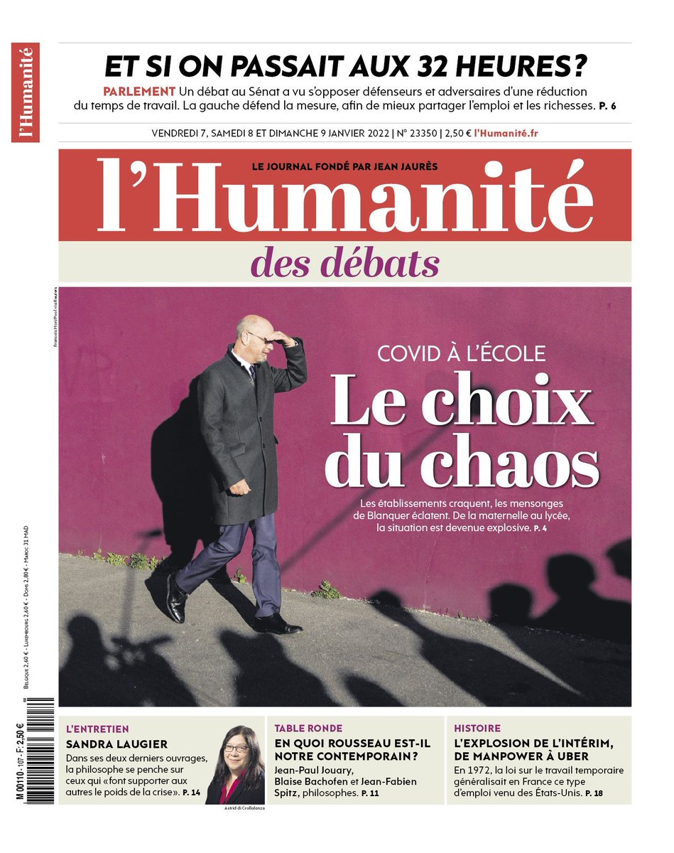 ChartrainOlivi2's tweet photo. La une et le dossier de l'Humanité du vendredi 7 janvier 2022. https://t.co/pnaAtLaTLh