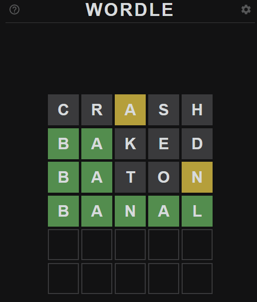 elimeback's tweet photo. @tykinley If there's anything BANAL it ain't WORDLE https://t.co/1o021Al2SS