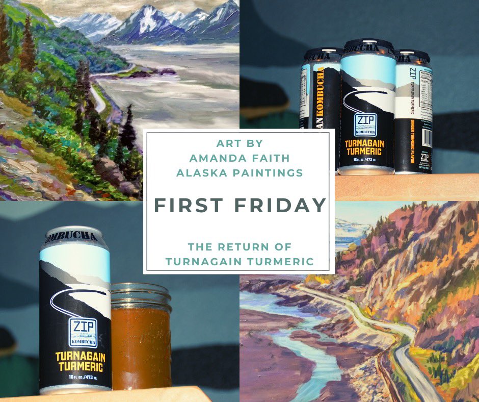 We have an exciting First Friday planned…. Art inspired by the Turnagain Arm and the release of fan favorite Turnagain Turmeric Kombucha 

#zipkombucha #firstfriday #art #kombucha #alaskalife #artwork