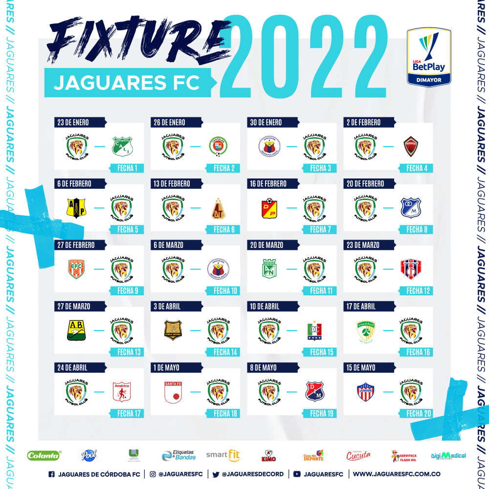 LatitudDepor's tweet photo. Así será la ruta de Jaguares de Córdoba para el primer semestre de la liga colombiana. 

- Arranca ante Deportivo Cali en Jaraguay
- Cierra ante Junior en Barranquilla

¿Crees que el felino logrará clasificar a las finales después de cuatro años? https://t.co/JqVMDpyVai