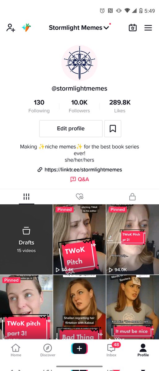 StormlightMemes's tweet photo. I tell myself all the time that counting followers is a ridiculous way to set goals. But the truth is... I never thought this would happen. Such a niche meme account on an app full of creative, hilarious people. But 10k people like my content enough to follow. ❤️ https://t.co/C5FF6EHZG9