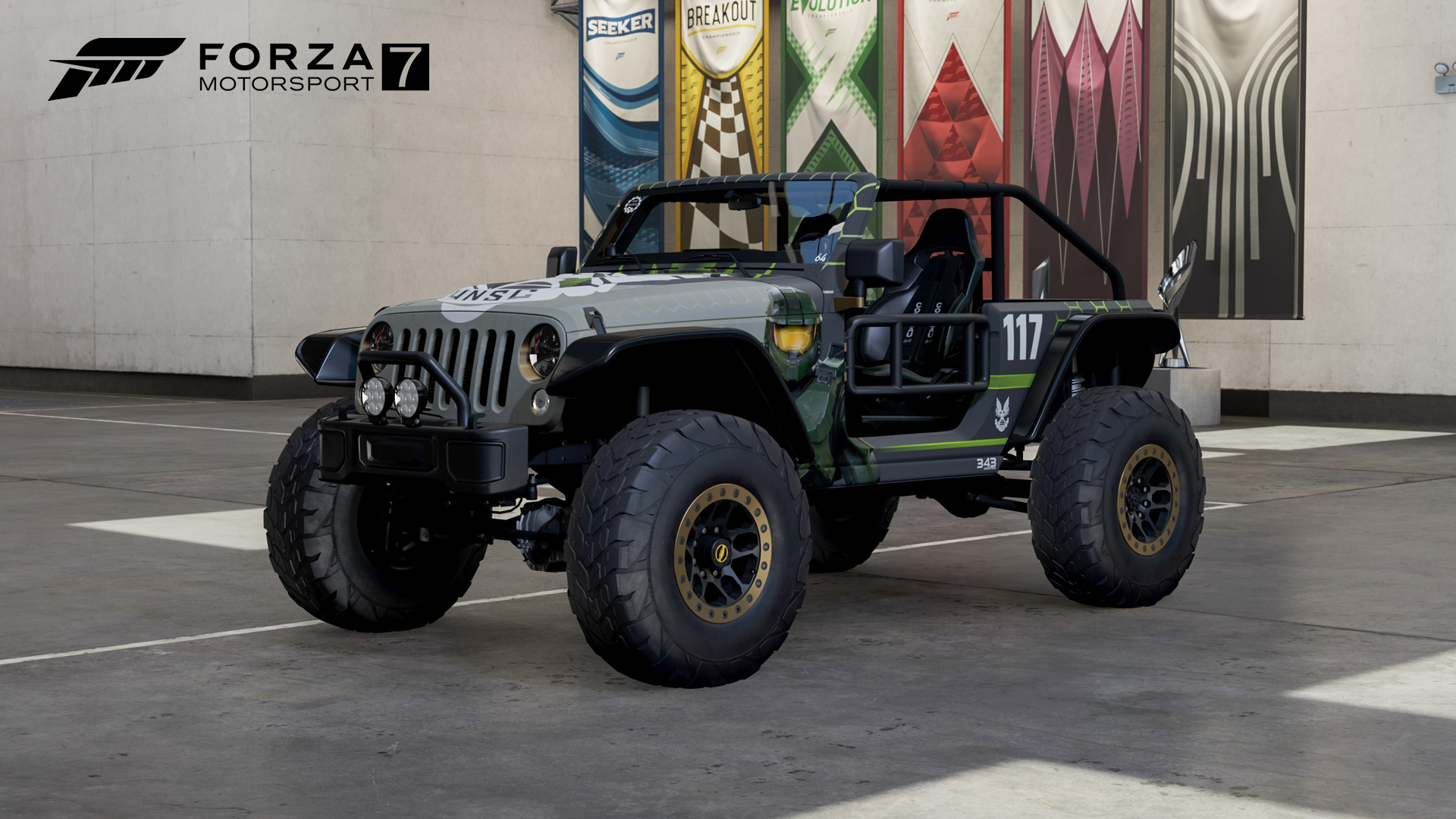 Twitter 上的forza Motorsport Our Master Chief Is Back Rival Event Is Now Live All Players Will Receive A 16 Jeep Trailcat With Halo Infinite Livery The Legendary Master Chief Driver Gear