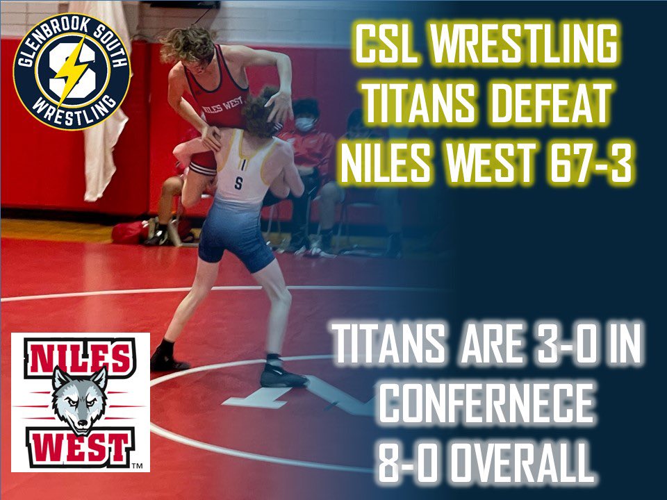 GbsWrestling's tweet photo. Titans win to remain undefeated in conference, face Maine South Friday @GBS_Athletics https://t.co/mhANKKnzCy