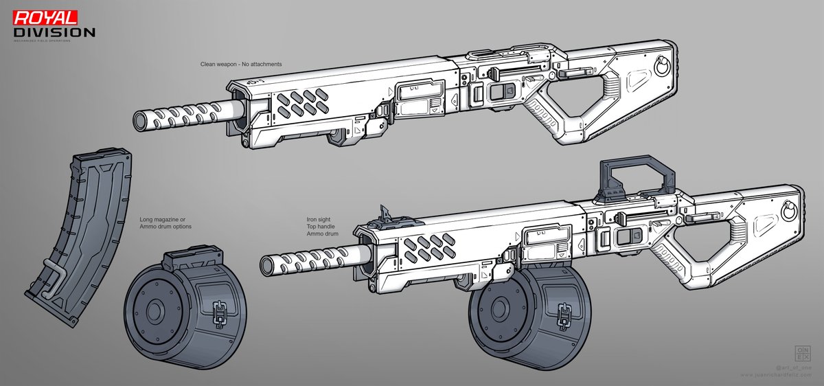 Art_Of_One's tweet photo. Automatic rifle design for @RoyalDivisionG1
 #indiegamedev #vr #mecha #gameart https://t.co/PZLX9wI06r
