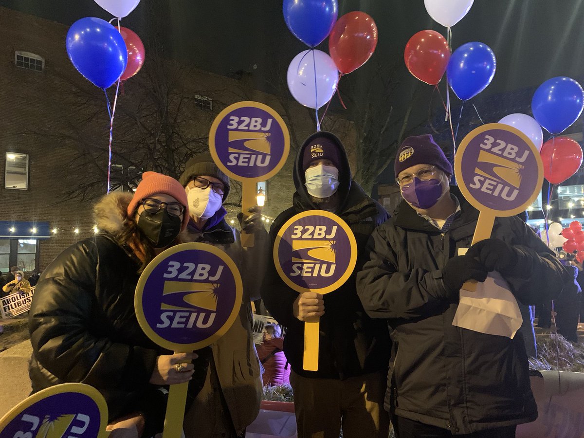 32BJNewJersey's tweet photo. A year after our democracy was attacked by a violent mob, the storm clouds of creeping authoritarianism are still threatening. We came together to tell our elected officials, to protect our democracy and safeguard our fundamental right to vote in the face of this growing menace. https://t.co/ei1oxOdGBz