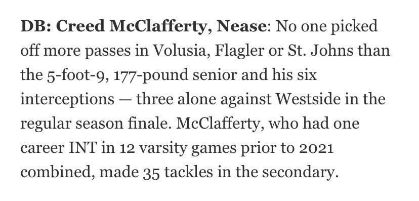 CreedMcClaffer1's tweet photo. Honored to be named all area DB.
@NeaseFTBL @CoachRGarth @TheFYFQuarter https://t.co/bjzerwELOk