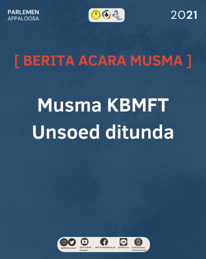dlmftunsoed's tweet photo. [BERITA ACARA MUSMA]

Halo Sobat Teknik! 

Diberitahukan bahwa Musma KBMFT Unsoed ditunda dikarenakan menurunnya peserta forum dari KBMFT dan Himpunan Mahasiswa. Sehingga hal tersebut menyebabkan penilaian Laporan Pertanggungjawaban DLM FT Unsoed menjadi tidak efektif, efisien https://t.co/lcMHdRLGfp