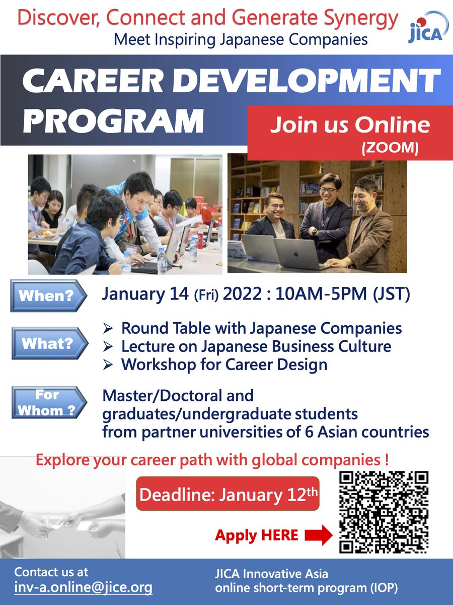 iedceatuplb's tweet photo. To our graduates and graduating students, you may be interested in joining the JICA Innovative Asia online short-term program. See photos for details.

Disclaimer: As always, posting of third party announcements does not imply endorsement from the department. https://t.co/0dA683DCxe