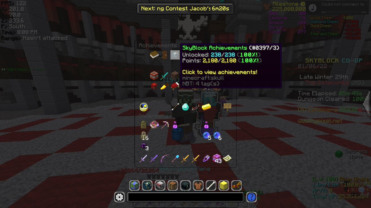 C4PSHypixel's tweet image. MAX SKYBLOCK!! Big thanks to @TrawBeary for carrying me over the last few months to cata 40!!