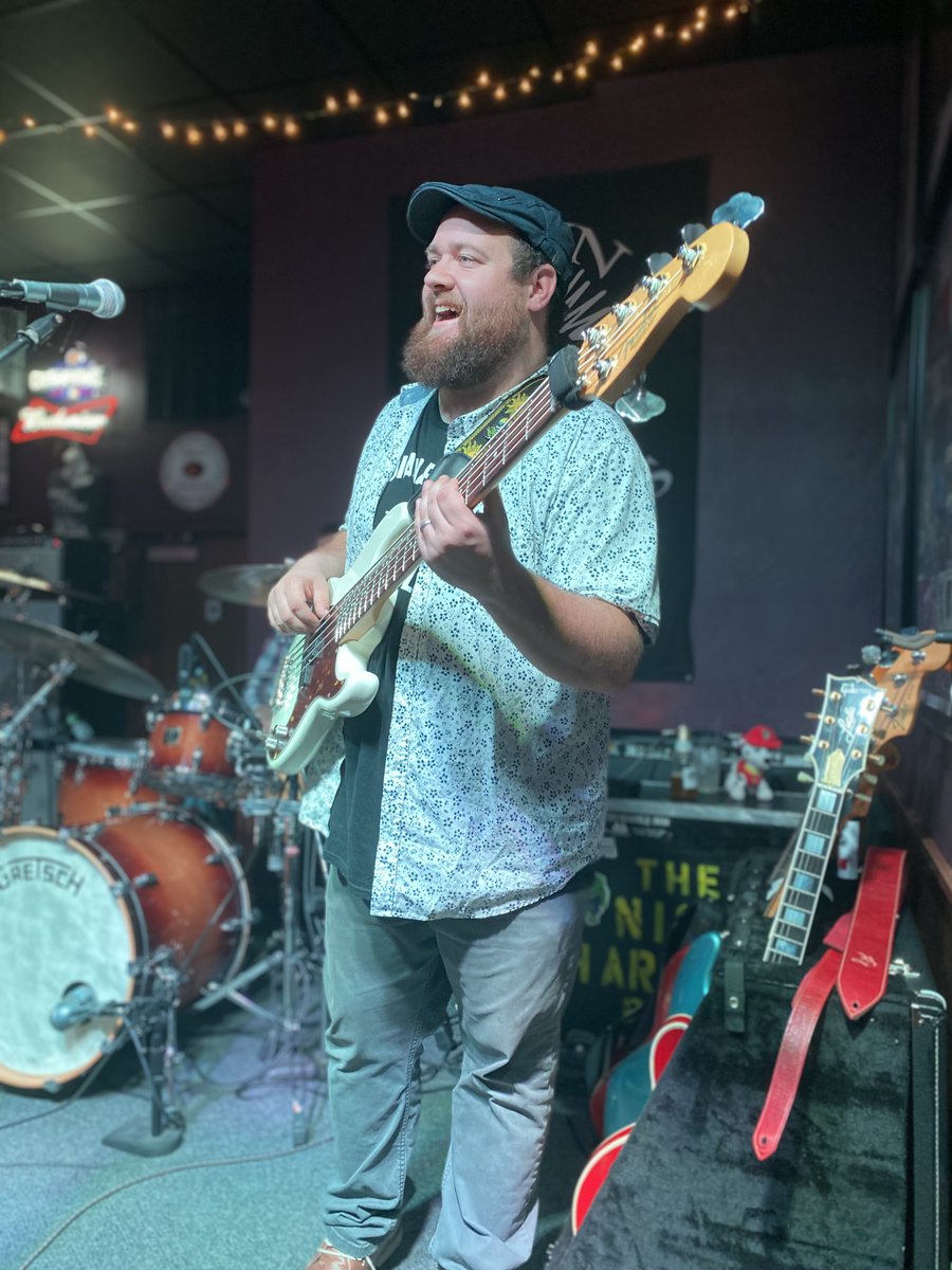 NHSoulshaker's tweet photo. #thumpinthursday Mitch rockin' the bass at #johnbrownsonthesquare last year at one of our last shows. If you've never seen him, definitely worth coming to a show to check him out!! @fender #fenderpbass #fivestring #bassist #liveblues #bye2021 https://t.co/8eLEM0XQCc