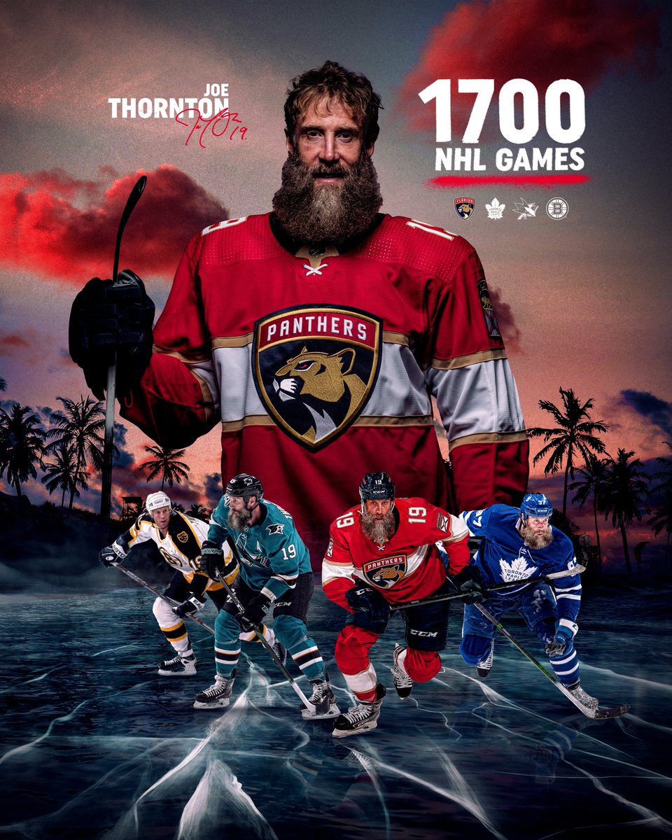 FlaPanthers's tweet photo. 1,700 @nhl games.

Only the sixth in league history to do it.

Absolutely legendary, Jumbo 👏 https://t.co/BaZOUv1MnU