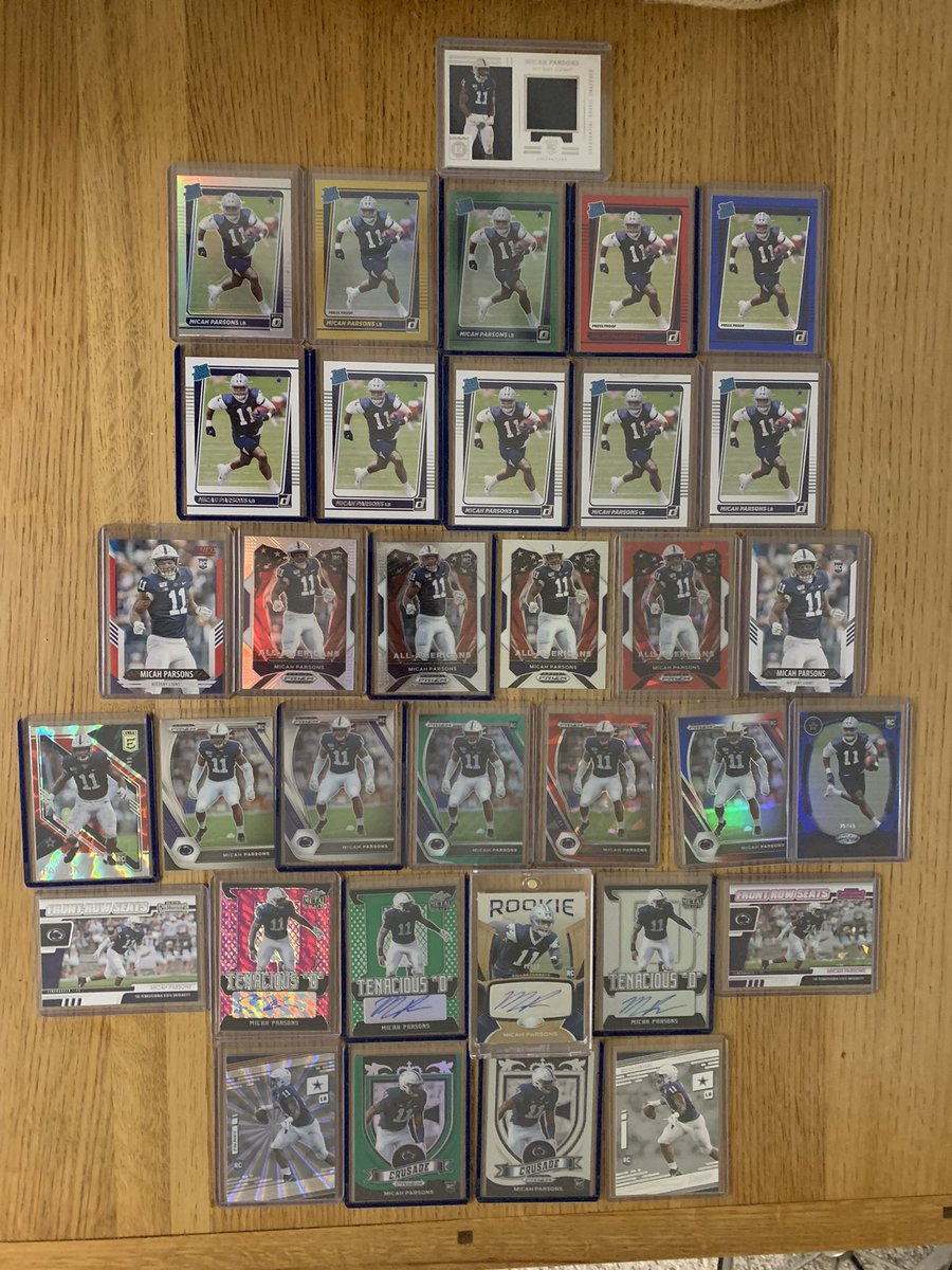 ceedeecards's tweet image. Some of my @MicahhParsons11 collection! Have other autos and signed memorabilia, all I need is a signed jersey to complete it 👀 2022 goal!
