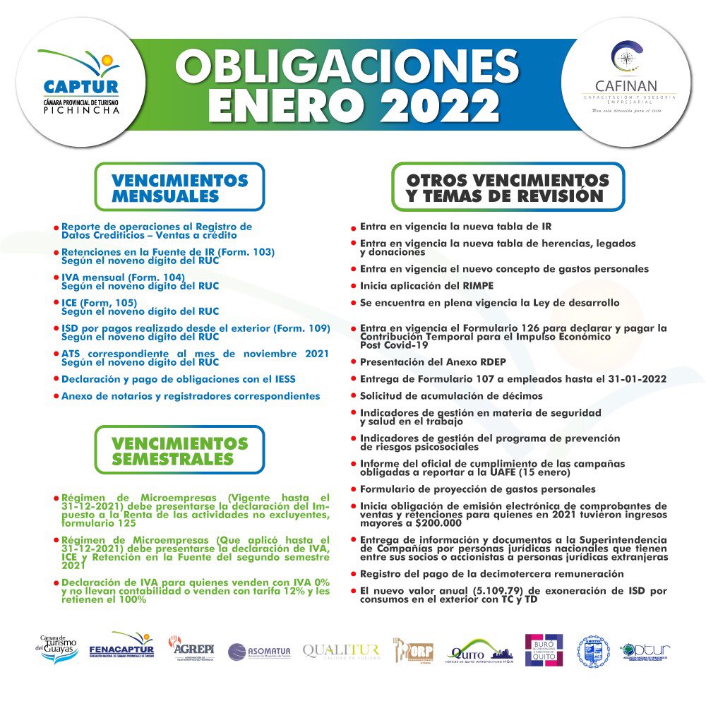 Gracias al aporte de <a href="/CafinanUio/">Cafinan_uio</a> presentamos las 𝗢𝗕𝗟𝗜𝗚𝗔𝗖𝗜𝗢𝗡𝗘𝗦 𝗘𝗡𝗘𝗥𝗢 𝟮𝟬𝟮𝟮

#TurismoEcuador