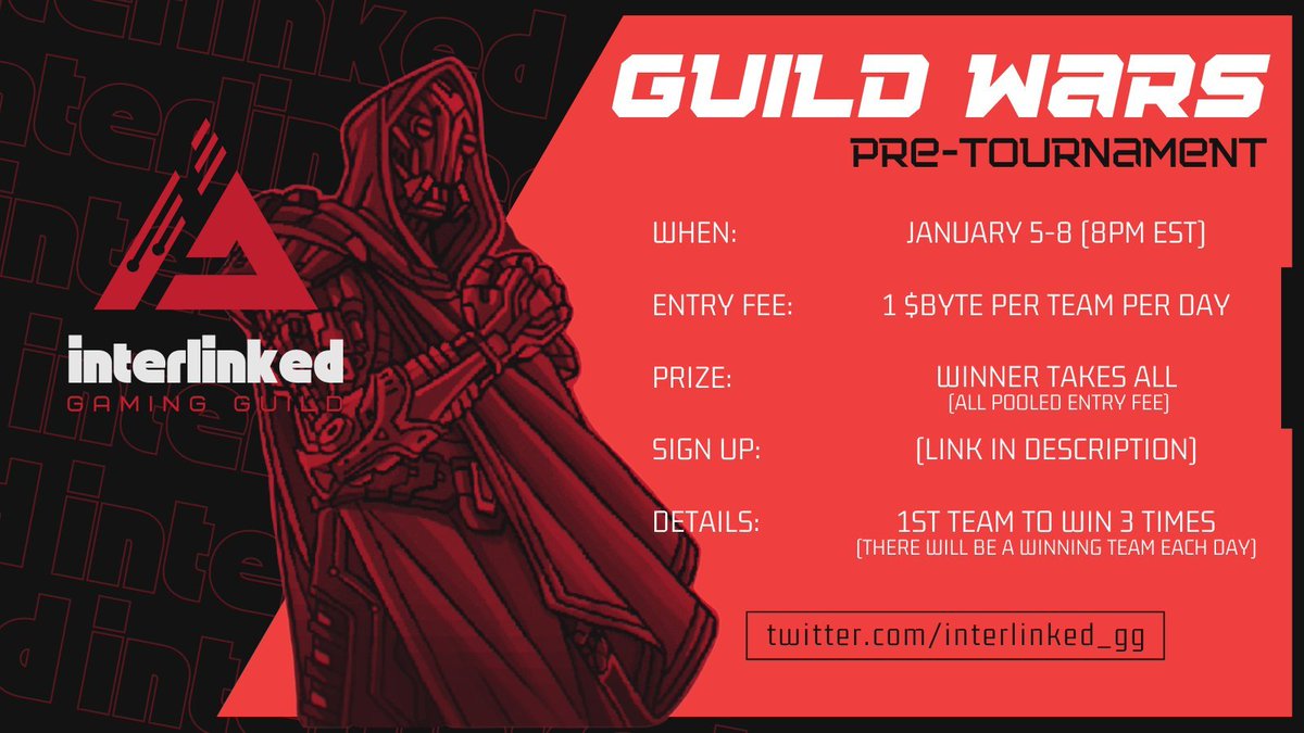 2nd day of Neo Tokyo Pre Tournament Guild Wars happening in 10 minutes / 9PM EST

6 teams, 18 players in total at the lobby right now.

small entry fee of 1 $BYTE per team.

sign-up here:
docs.google.com/spreadsheets/d…

let's go!