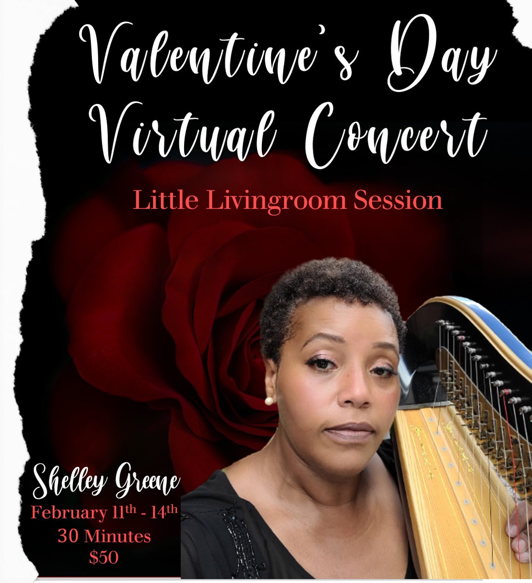 RVAHarpist's tweet photo. Treat your special someone to a personalized Virtual Harp Concert in the comfort of your own home! TODAY through January 31st you can pre-order access to the Concert Link and choose the date you'd like to view.

#harp #harpist #blackharpist #valentinesday #valentinesday2022 https://t.co/WPU4FttON5