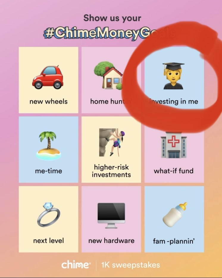 #ChimeMoneyGoals  <a href="/Chime/">Chime</a>