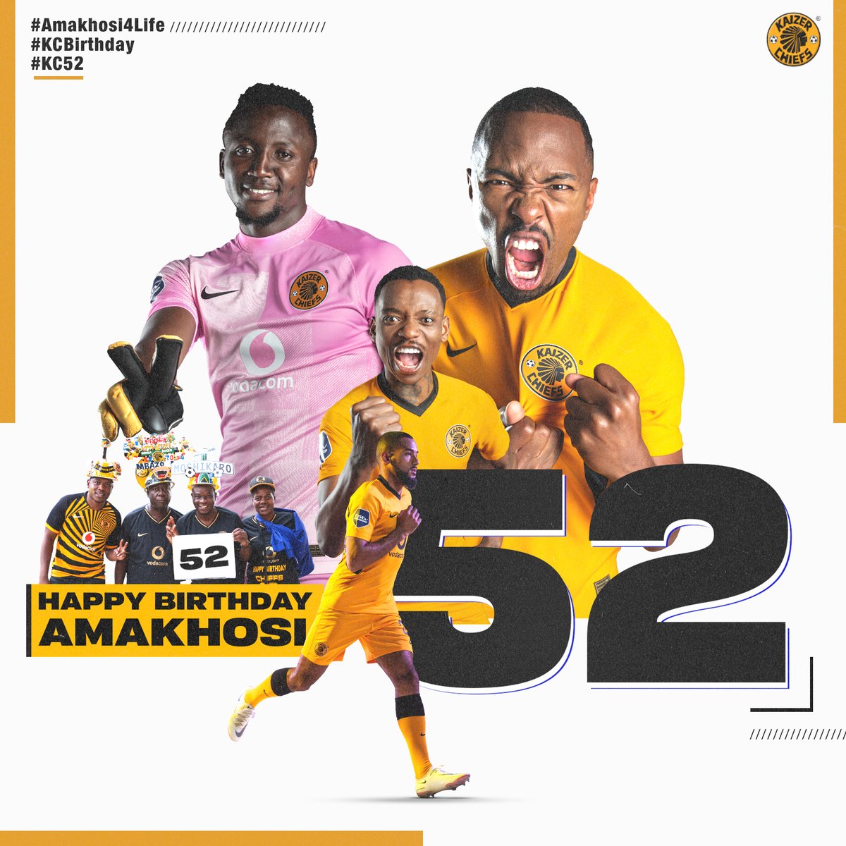 KaizerChiefs's tweet photo. Today we celebrate 52 years of Magic, thank you Khosi for being on this journey with us. We love and appreciate you and wish you a happy birthday! It’s our day and it’s our month, let’s make it count. 2022, a year of magic and continued love &amp; peace for us all!

#KC52 #KCBirthday https://t.co/n7FB5DBikr