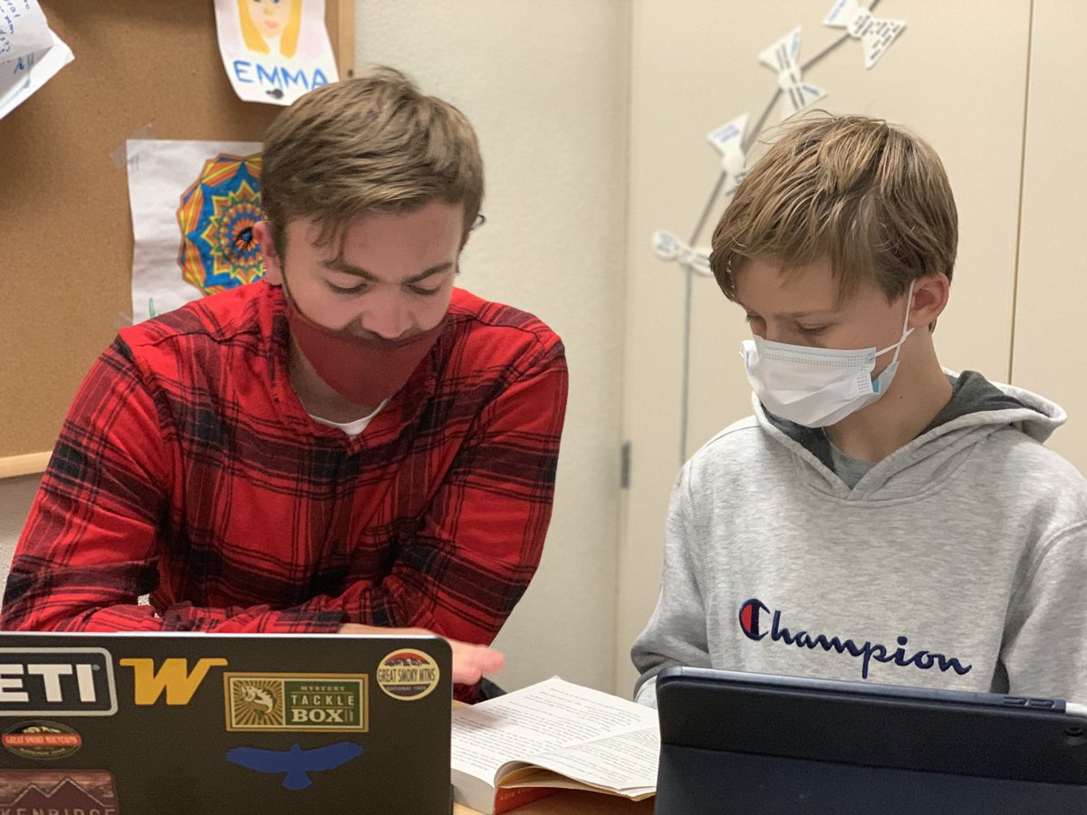 WayzataCompass's tweet photo. Mason (left) is in our Graphic Communications Compass class. Today, he found himself closer to his “why” and decided to explore post-secondary teacher licensing programs; he wants to be an English teacher! Your not crying; Mrs. Johnson is crying😭 ❤️ #whatsinthisforme https://t.co/0JkKng56v4