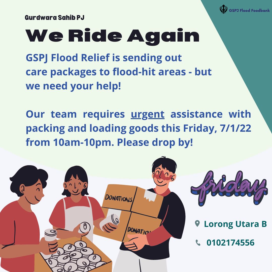 SOS all! We still need volunteers at <a href="/gurdwarasahibpj/">Gurdwara Sahib Petaling Jaya</a>! Please drop by if you can, and please RT.