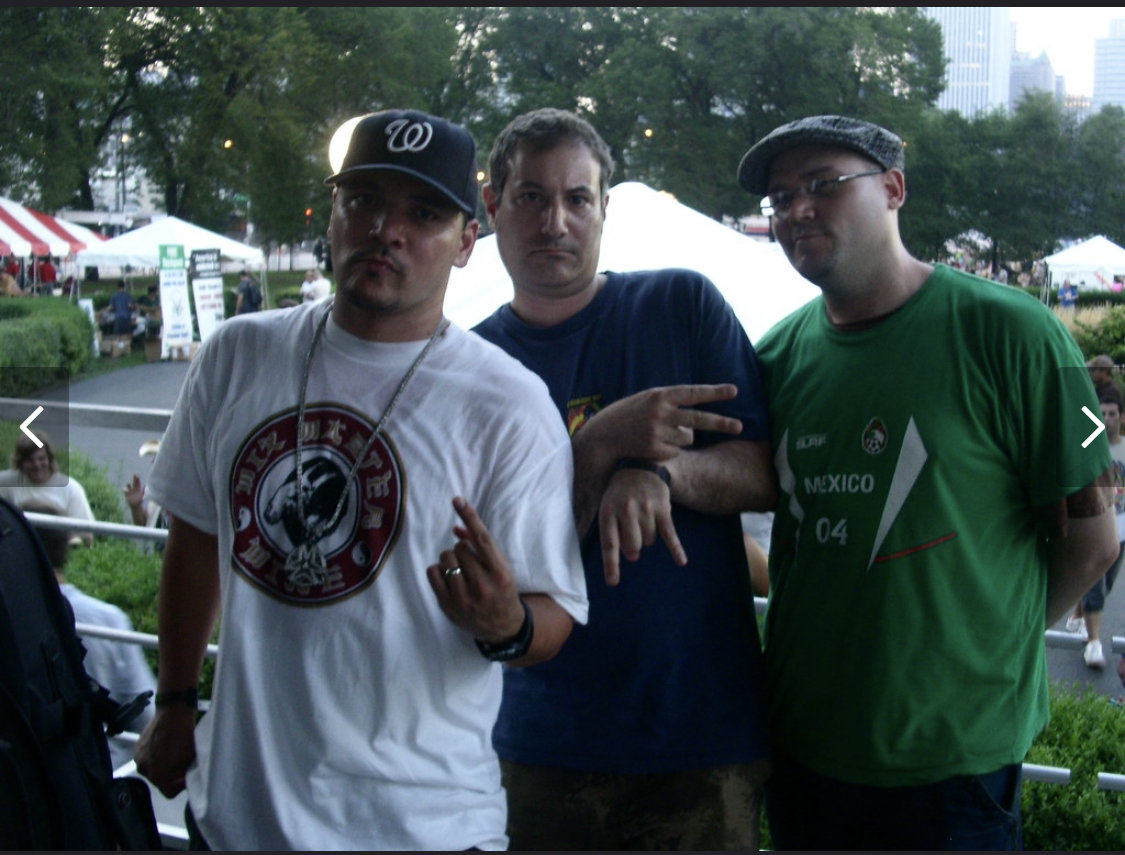 seti_ai's tweet photo. Me, Mixmaster Mike and Baseshot Scenario after a live gig at Lollapalooza 2006 in Chicago. I was his VJ. https://t.co/Wf60VozbXf